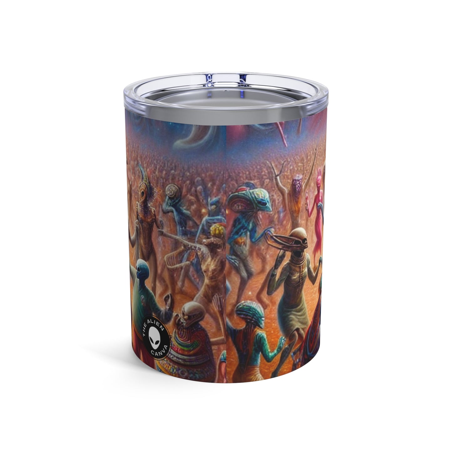 "Interstellar Rave: Abrazando la unidad cósmica" - Vaso Alien de 10 oz