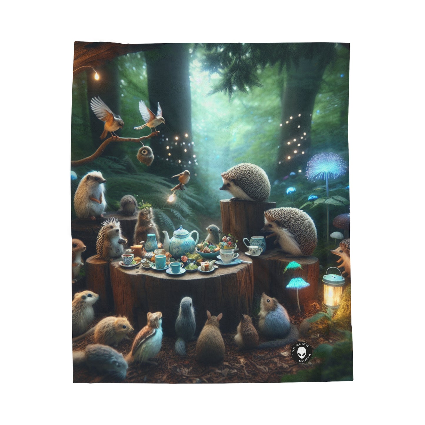 "Enchanted Tea Time: A Magical Forest Gathering" - The Alien Velveteen Plush Blanket