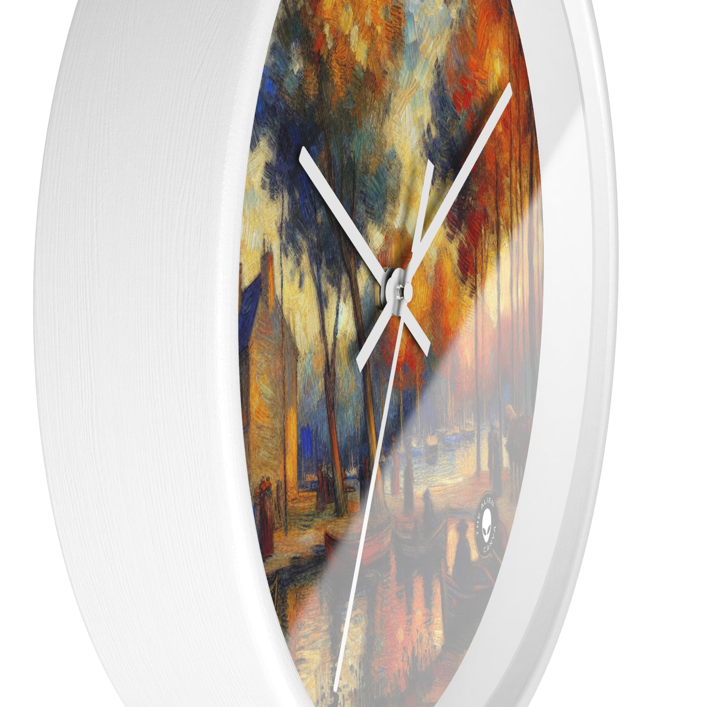 "Rainy Evening: A Post-Impressionist Cityscape" - The Alien Wall Clock Post-Impressionism