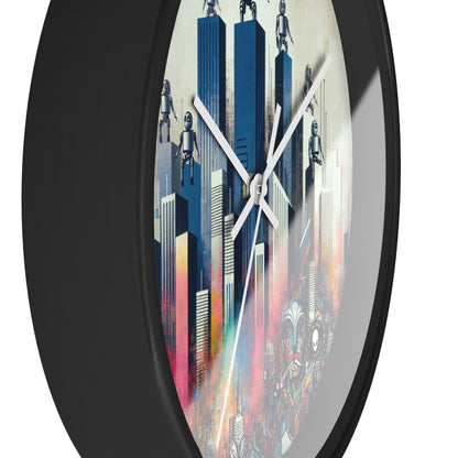 "Robotic Cityscape: A Futuristic Mural" - The Alien Wall Clock Street Art / Graffiti