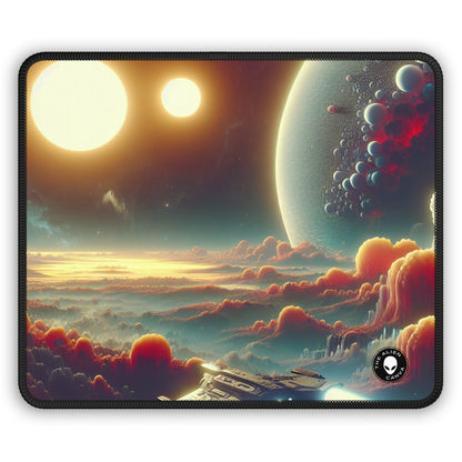 "El amanecer de los tres soles: una odisea espacial de ciencia ficción" - The Alien Gaming Mouse Pad Arte de videojuegos