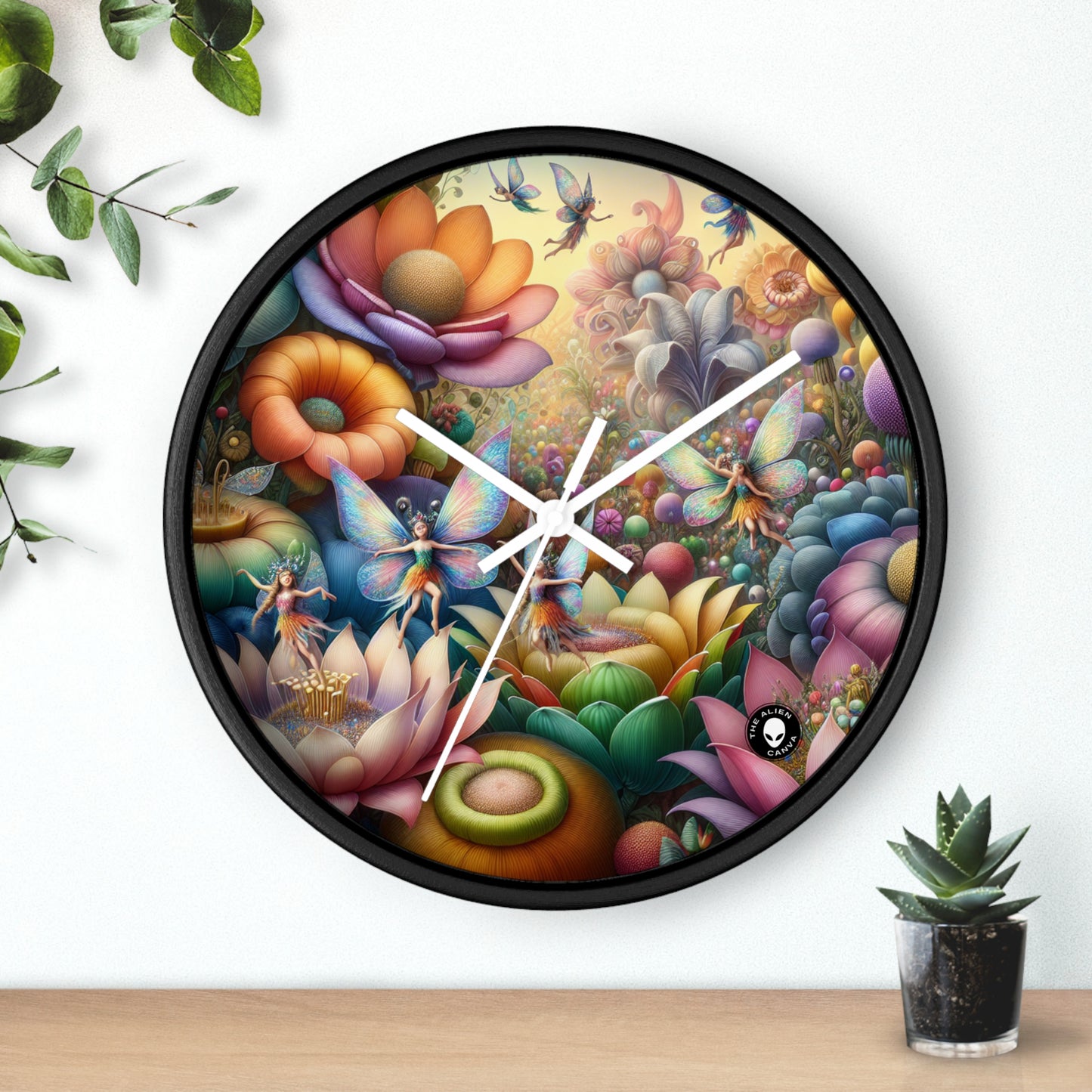 "Jardin enchanté : où dansent les fées" - L'horloge murale extraterrestre