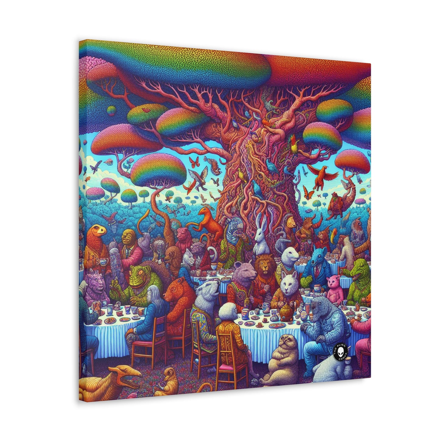 "Animal Tea Party in a Rainbow Wonderland" - The Alien Canva