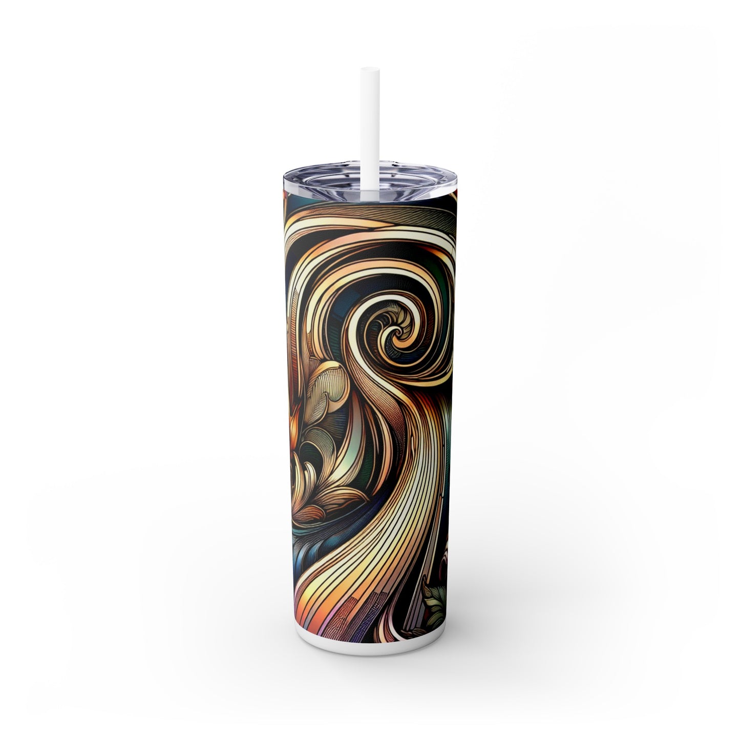 "Floral Elegance: Art Nouveau Botanical Garden Poster" - The Alien Maars® Skinny Tumbler with Straw 20oz Art Nouveau