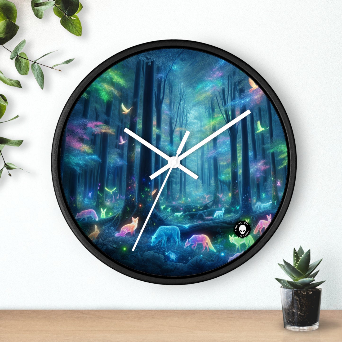 "Enchanted Rainbow Forest" - The Alien Wall Clock