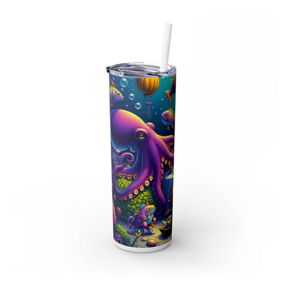 « L'heure du thé sous la mer » - Le verre fin Alien Maars® avec paille 20 oz