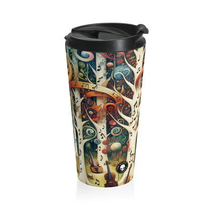 "Melodic Enchantment: The Instrumental Forest" - The Alien Stainless Steel Travel Mug