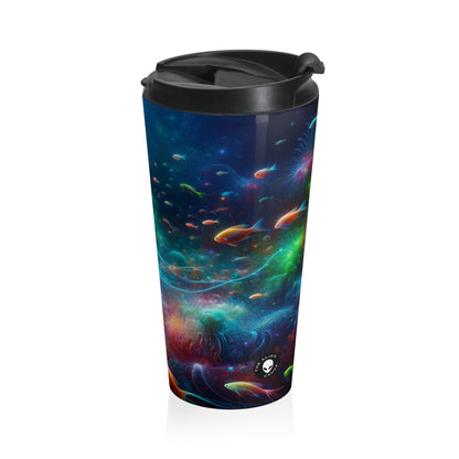 "Medusas luminosas en el mundo submarino encantado": taza de viaje de acero inoxidable de The Alien