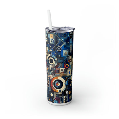 "Connected Hearts: Love in the Digital Age" - The Alien Maars® Skinny Tumbler with Straw 20oz Conceptual Art