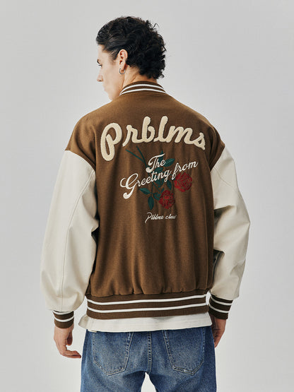 Rose Embroidered Baseball Uniform Loose High Street Jacket