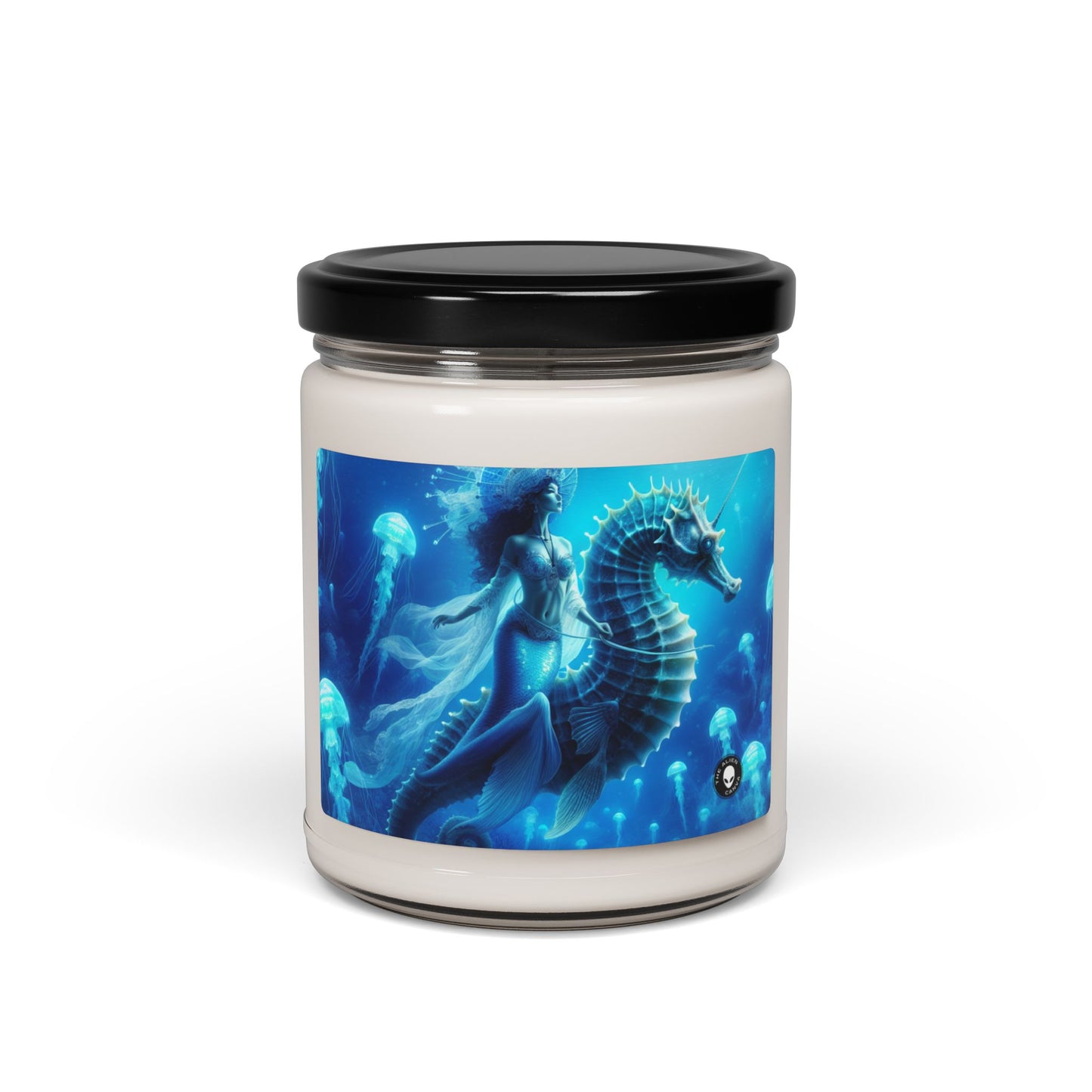 "La magie des sirènes : voyage avec l'hippocampe géant" - Bougie parfumée au soja Alien 9oz