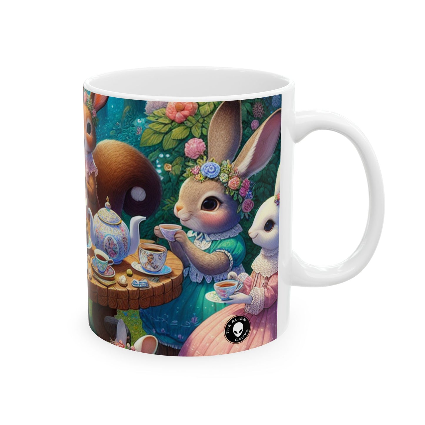 « Tea Party enchanté dans la clairière des bois » - Tasse en céramique Alien 11 oz