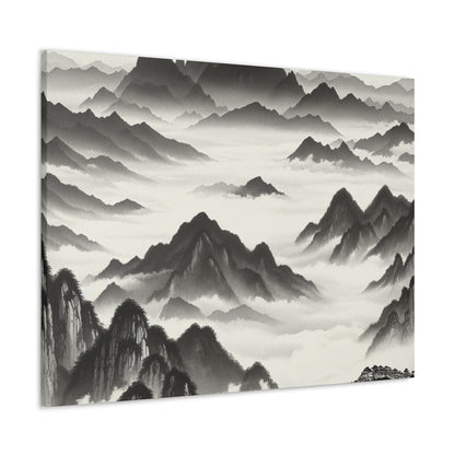 "Misty Peaks in the Fog": el estilo de pintura Alien Canva Ink Wash