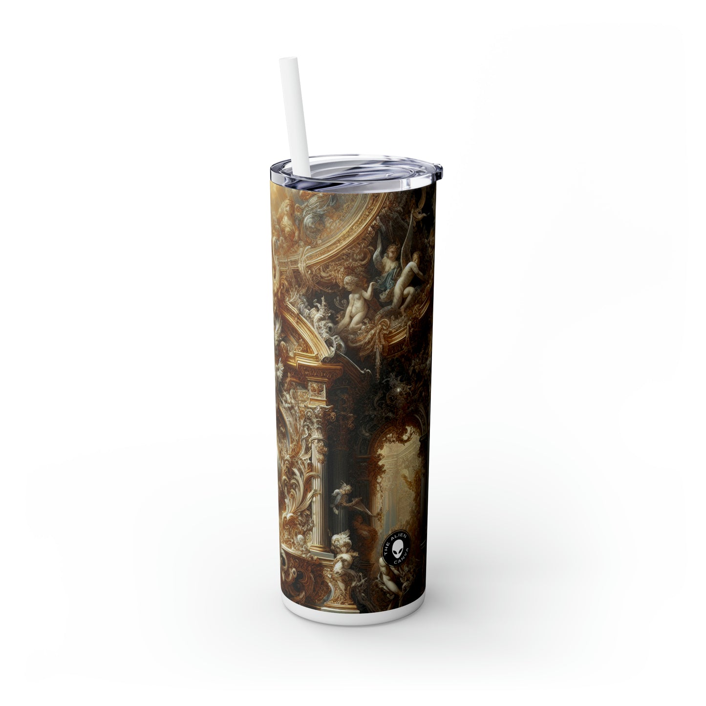 "Baroque Banquet: A Feast of Opulence" - The Alien Maars® Skinny Tumbler with Straw 20oz Baroque