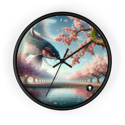 "Peces Koi en flores de cerezo: la belleza de la naturaleza" - El reloj de pared extraterrestre