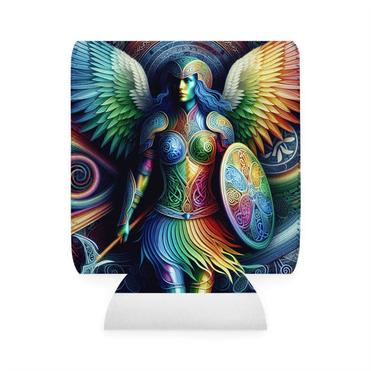 "Lionhearted Warrior Goddess: A Celtic-Inspired Artwork" - The Alien Can Cooler Sleeve Celtic Art