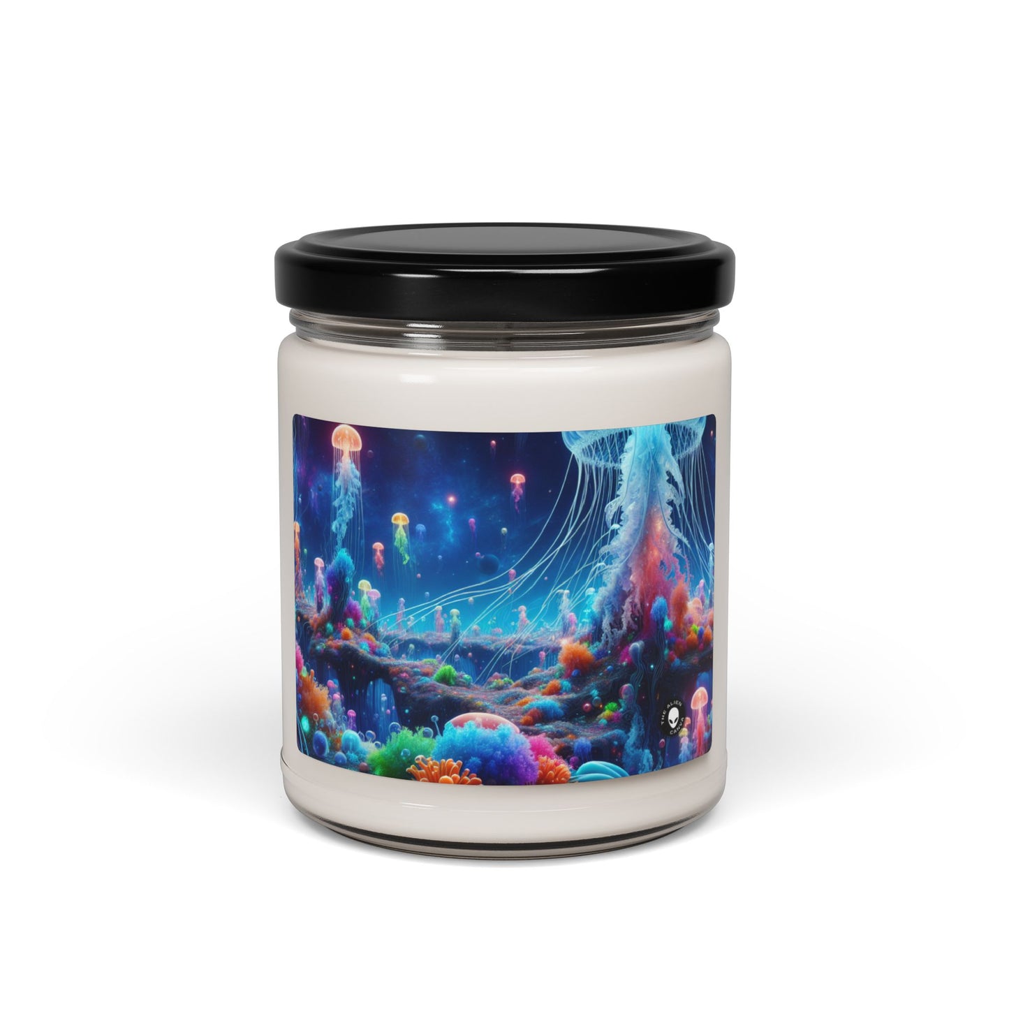 "Neon Jellyfish Fantasia : Une odyssée sous-marine surréaliste" - Bougie parfumée au soja Alien 9oz