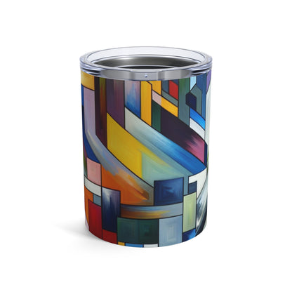 "City Pulse: A Vibrant Nighttime Geometric Journey" - The Alien Tumbler 10oz Hard-edge Painting