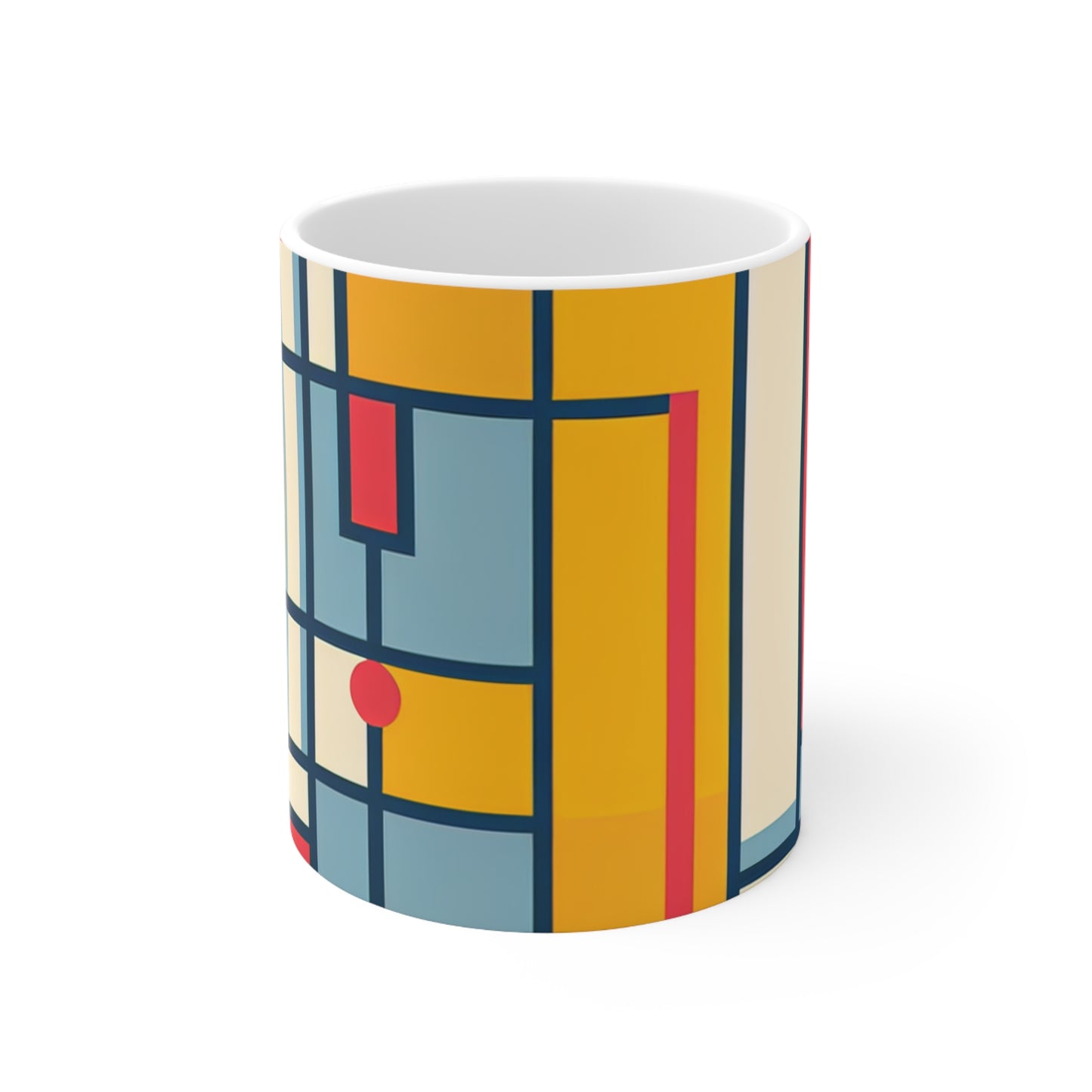 "De Stijl Grid: una composición de color minimalista" - Taza de cerámica The Alien 11oz De Stijl