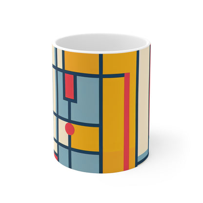 "De Stijl Grid: una composición de color minimalista" - Taza de cerámica The Alien 11oz De Stijl