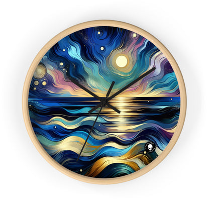 "Midnight Majesty: Abstract Ocean Reflections" - The Alien Wall Clock