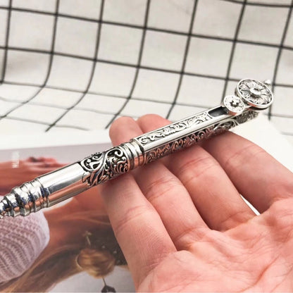 High-grade 925 Sterling Silver Heavy Industry Tangcao Pattern Thai Classical Ballpoint Pen Shell