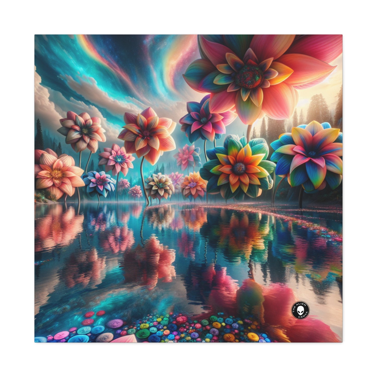 "Enchanted Waters: A Floral Dreamland" - The Alien Canva