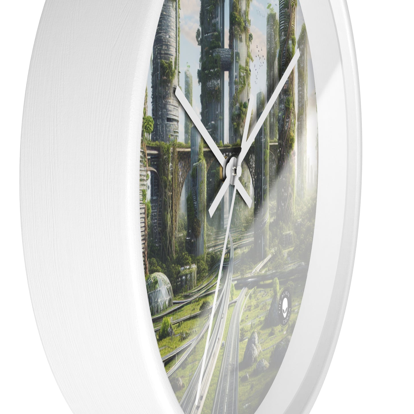 "Nature's Reclamation: A Futuristic Cityscape" - The Alien Wall Clock