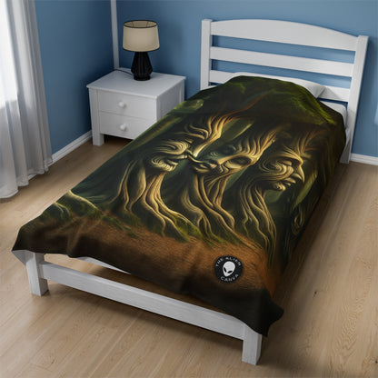 "Whispering Trees: Secrets of the Mystic Forest" - The Alien Velveteen Plush Blanket