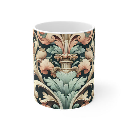 "Garden of Whimsy: A Rococo Fête" - The Alien Ceramic Mug 11oz Rococo