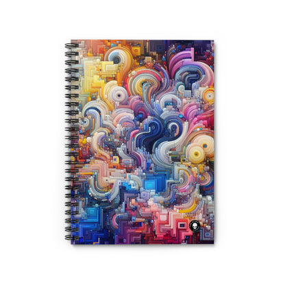 "Armonías oceánicas: una exploración del arte generativo" - El cuaderno de espiral alienígena (línea reglada) Arte generativo