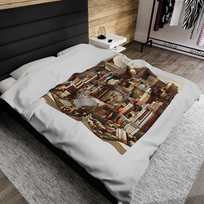 "Deco Ruins: Geometric Art in an Ancient Setting" - The Alien Velveteen Plush Blanket Art Deco Style