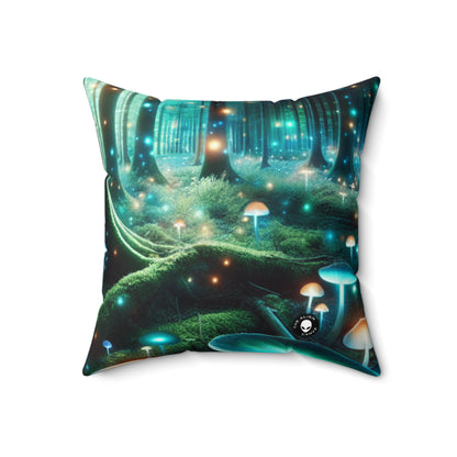 "Enchanted Night in the Fungus Forest"- The Alien Spun Polyester Square Pillow