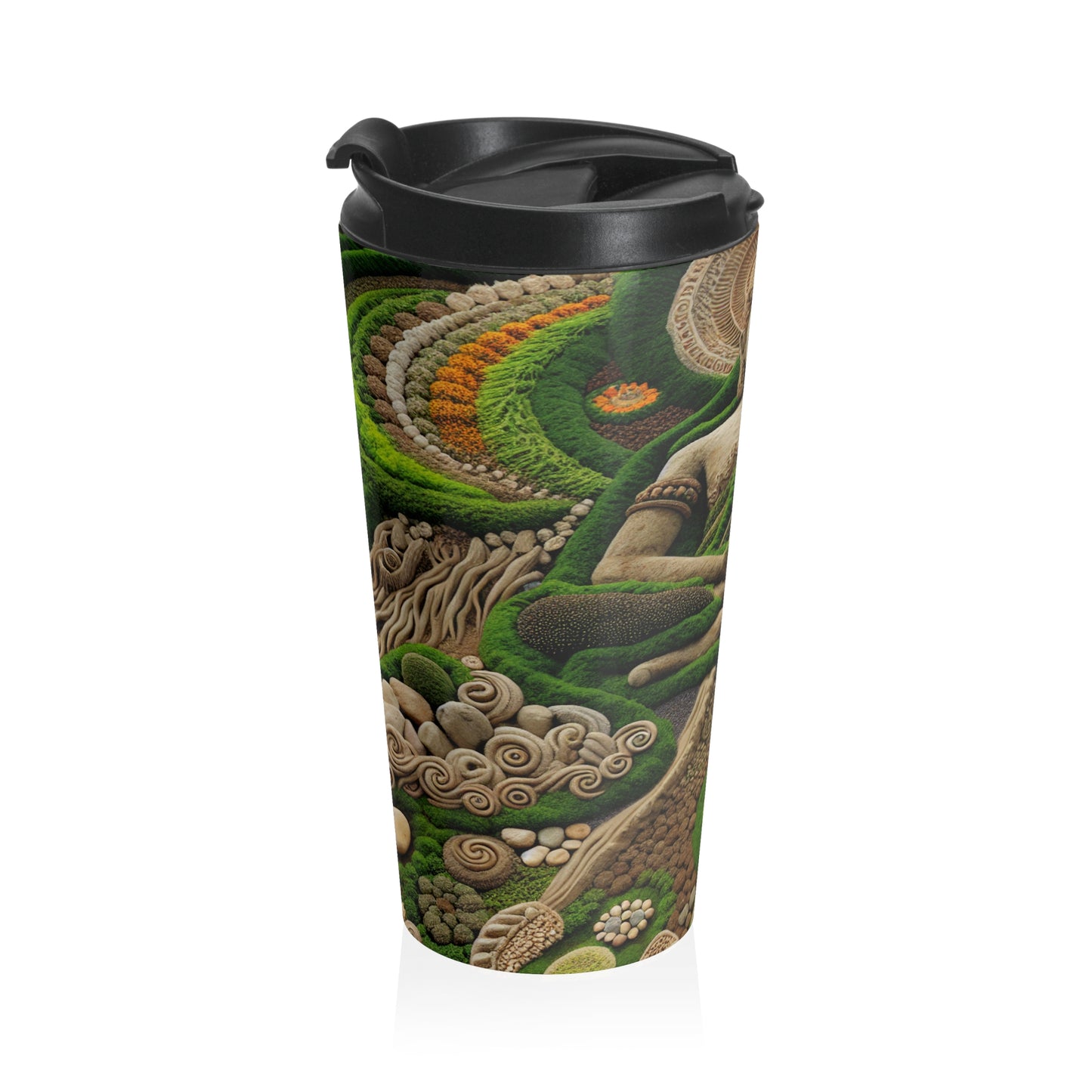 "Forest Mandala: A Harmony of Nature" - The Alien Stainless Steel Travel Mug Earth Art