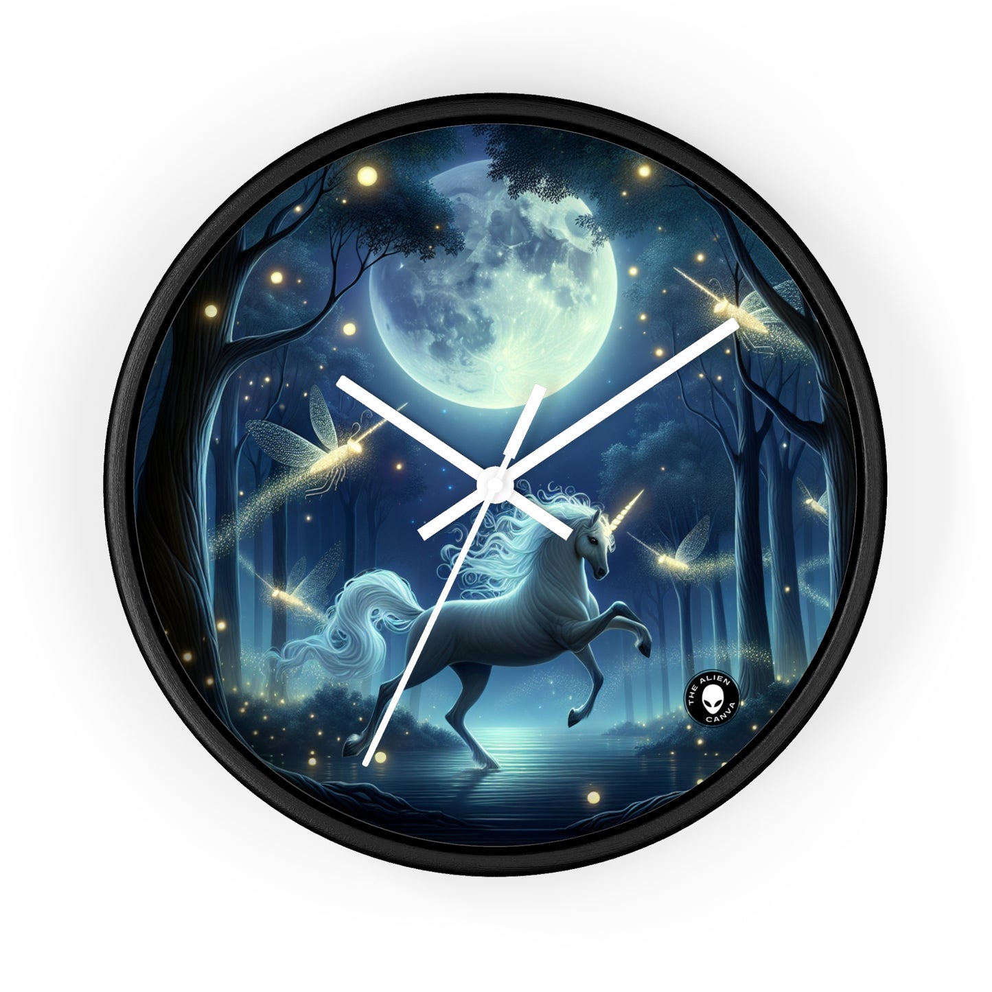 "Forêt enchantée au clair de lune" - L'horloge murale extraterrestre