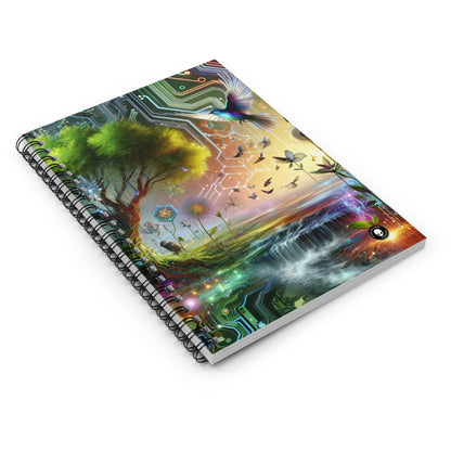 "Techno-Natural Fusion: The Future of Bio Art" - The Alien Spiral Notebook (Ruled Line) Bio Art