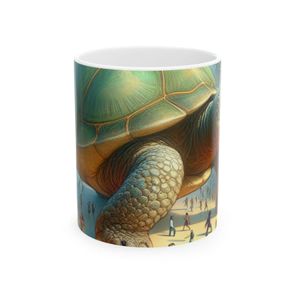 "Maravillosa tortuga en la ciudad" - Taza de cerámica alienígena de 11 oz