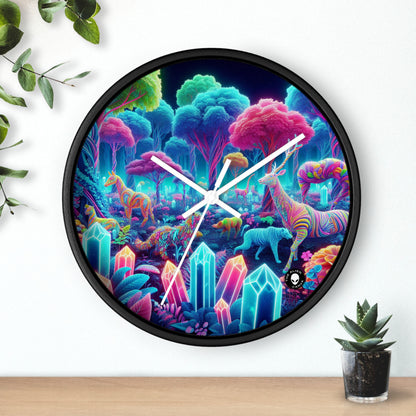 "Glowing Enchantment: Neon Forest" - The Alien Wall Clock