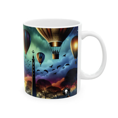 "Globos majestuosos al anochecer" - Taza de cerámica extraterrestre de 11 oz