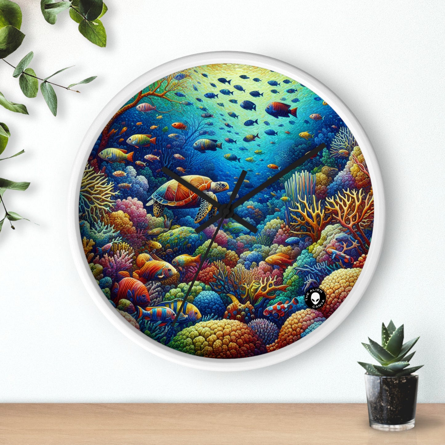 "Marine Paradise: Colorful Coral Reef Wildlife" - The Alien Wall Clock