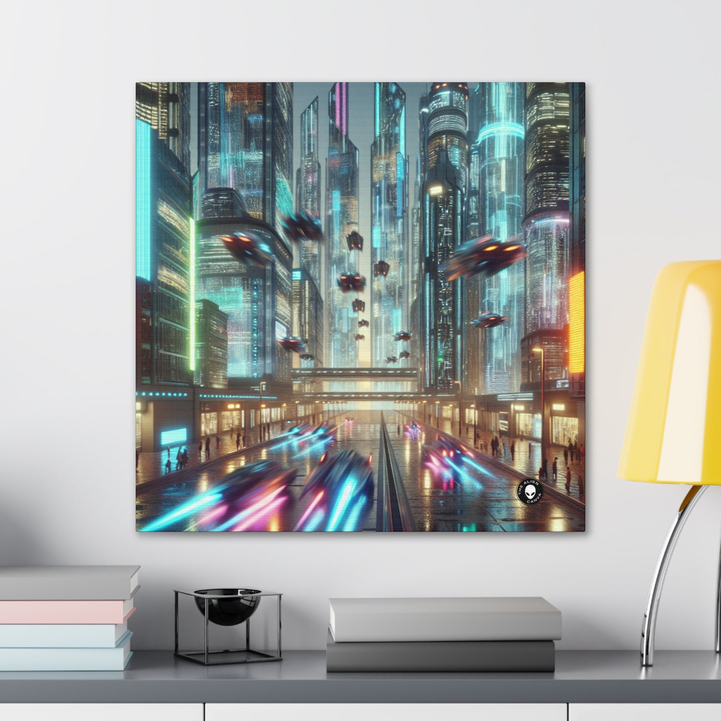 Neon Rain: A Futuristic Cityscape - The Alien Canva