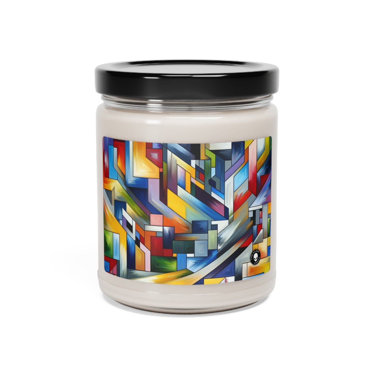 "City Pulse : Un voyage géométrique nocturne vibrant" - La bougie de soja parfumée Alien 9oz Peinture à bords durs