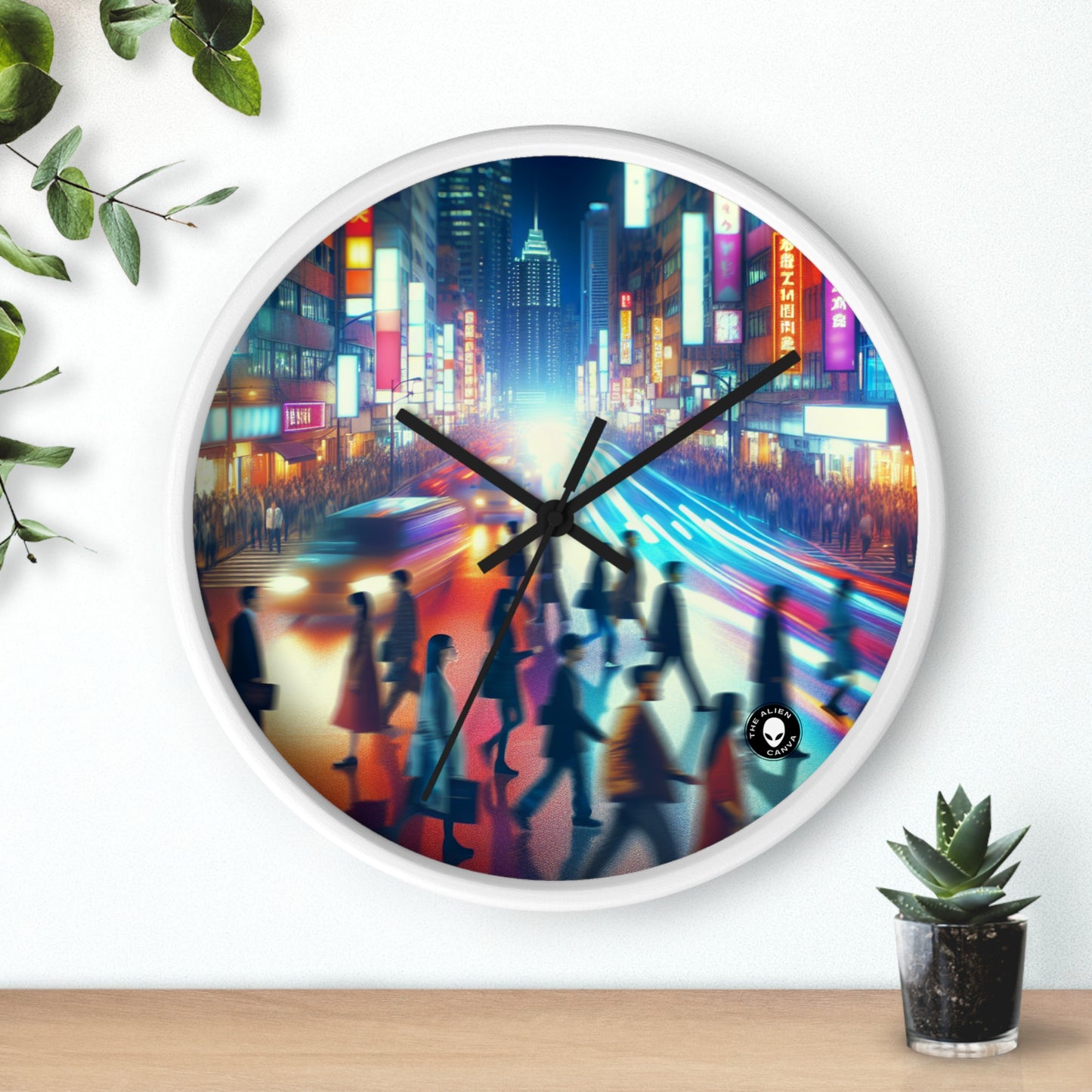 "Neon Night Street" - L'horloge murale extraterrestre