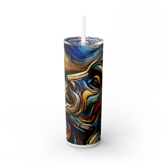 Title: "Tempestuous Waters" - The Alien Maars® Skinny Tumbler with Straw 20oz Expressionism