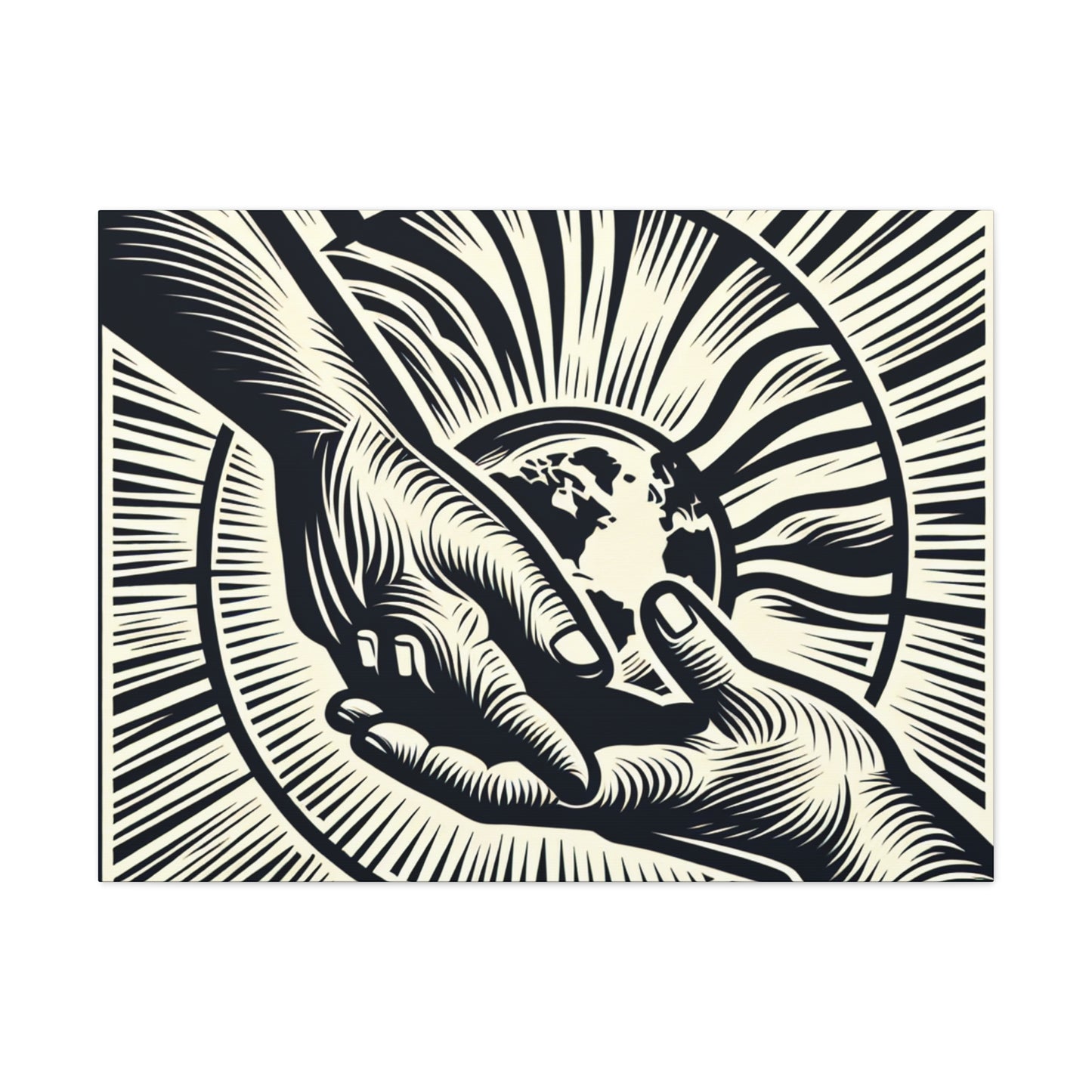 "Uniting Hands, Uniting Nations" - The Alien Canva Woodcut Printing Style