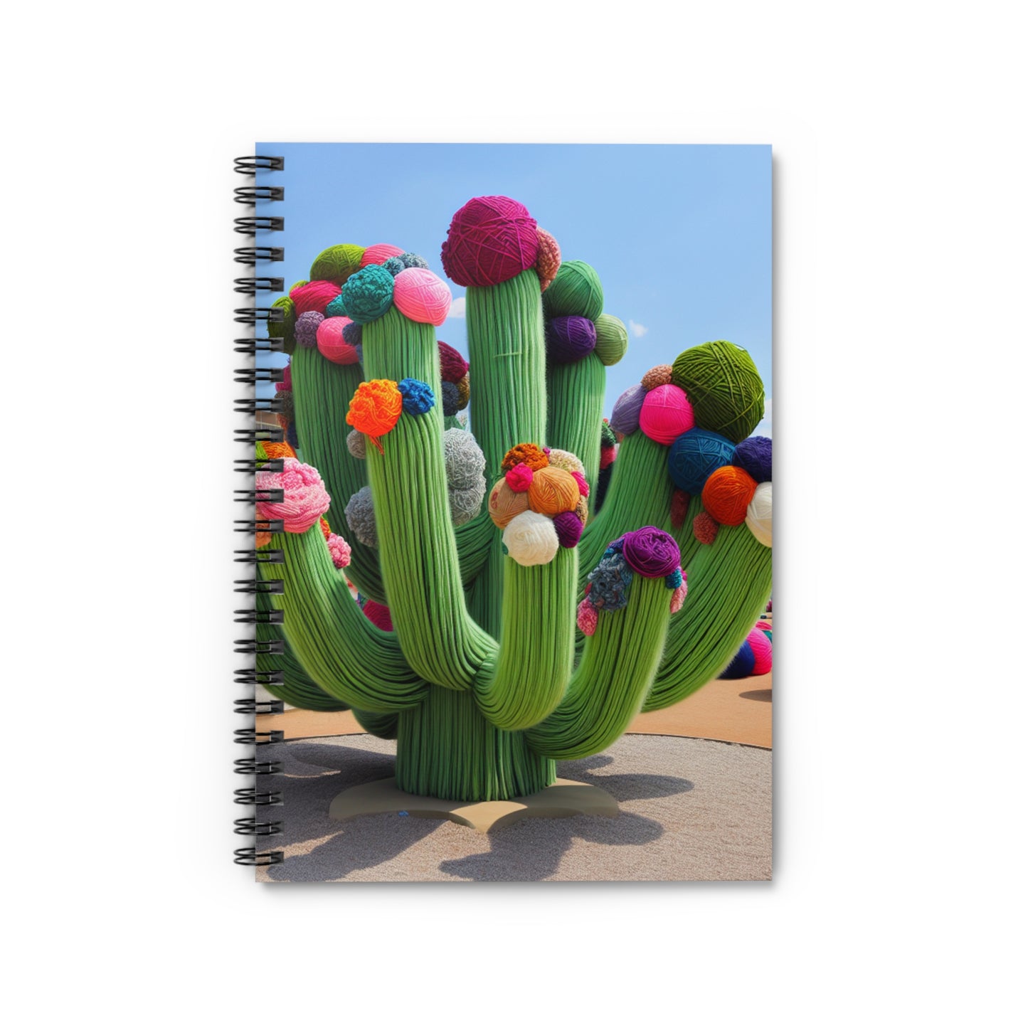 "Cactus llenos de hilo en el cielo" - Cuaderno de espiral alienígena (línea reglada) Estilo bombardeo de hilo (arte con fibras)