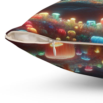 Jellyfish Dreamscape- The Alien Spun Polyester Square Pillow