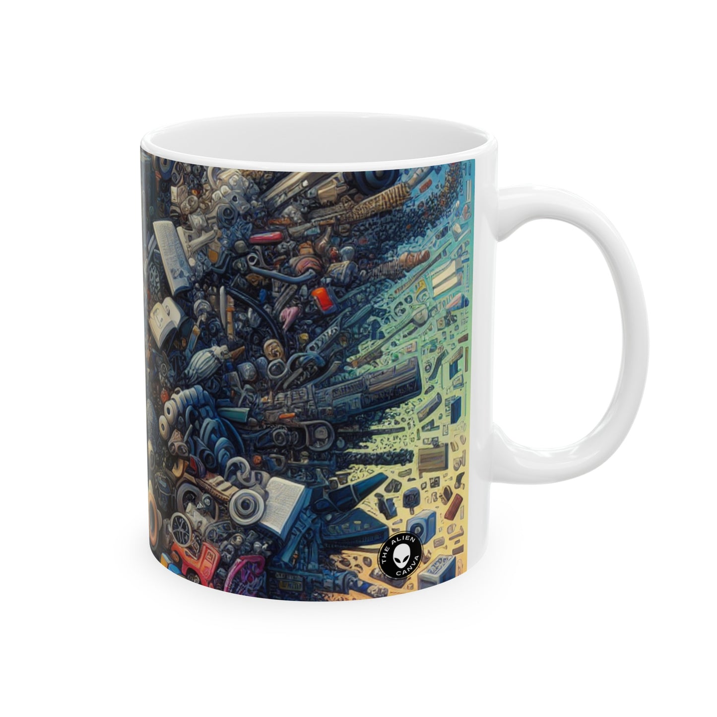 "Nightfall in the Neon City: A Hyper-Realistic Futuristic Metropolis" - The Alien Ceramic Mug 11oz Simulationism