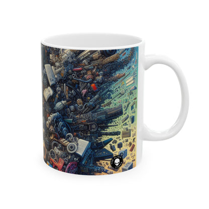 "Nightfall in the Neon City: A Hyper-Realistic Futuristic Metropolis" - The Alien Ceramic Mug 11oz Simulationism