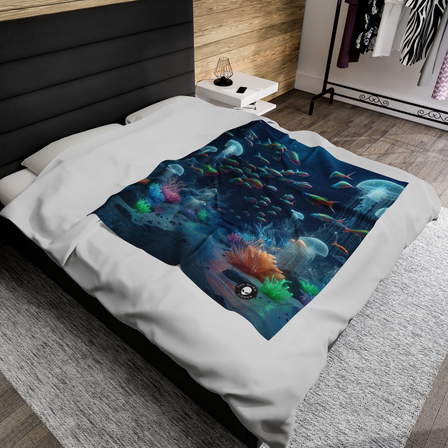 "Neon Dreams: The Underwater Wonderland" - The Alien Velveteen Plush Blanket